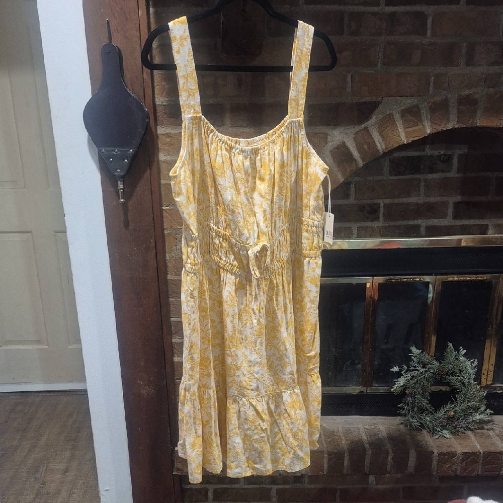 a.n.a Yellow Floral Midi Dress